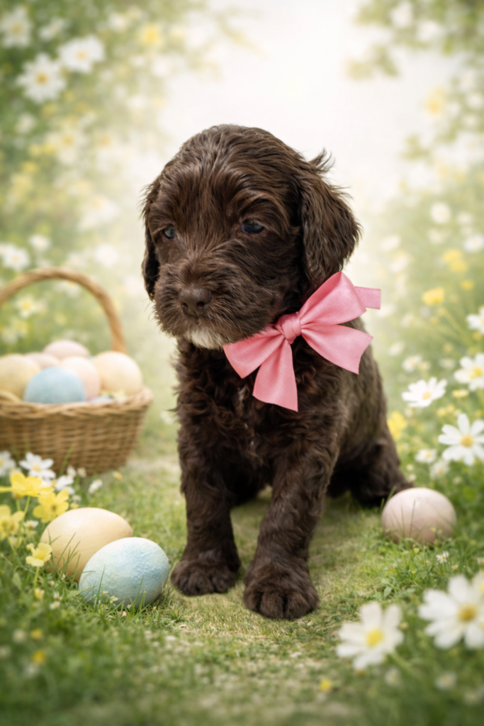 Chocolate labradoodle puppy
